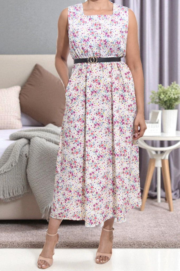 Ladies Cerise Mini Floral Pocket Flare Dress (Excl Belt) - StylePhase SA