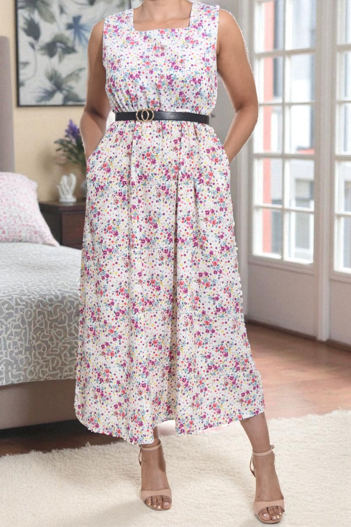 Ladies Cerise Mini Floral Pocket Flare Dress (Excl Belt) - StylePhase SA