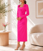 Ladies Cerise New Feeling 3D Floral Printed Detail Dress - StylePhase SA