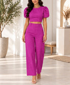 Ladies Cerise Pants Two-Piece Set - StylePhase SA