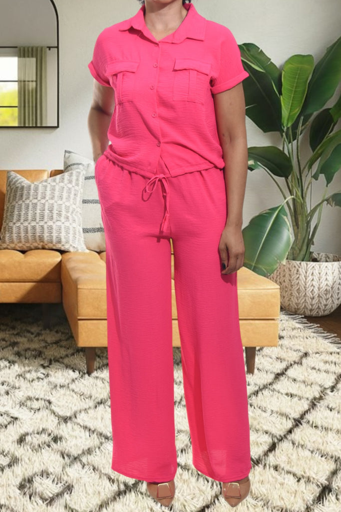 Ladies Cerise Pocket Two Piece Set - StylePhase SA