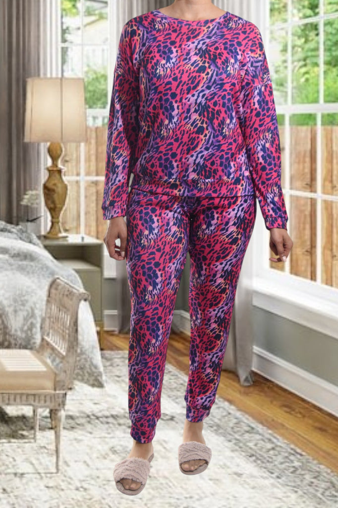 Ladies Cerise Printed Pj Set - StylePhase SA
