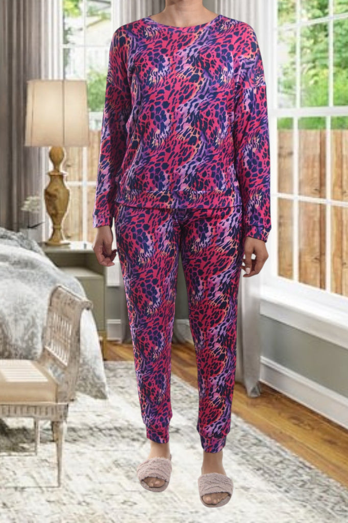 Ladies Cerise Printed Pj Set - StylePhase SA