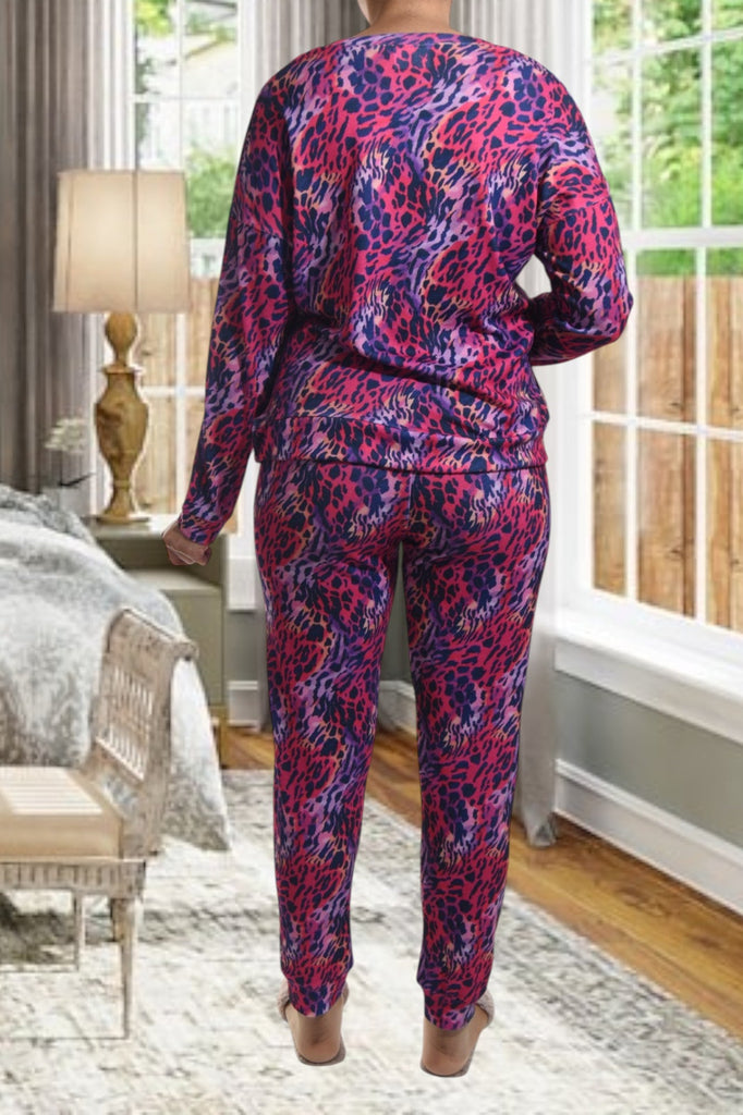 Ladies Cerise Printed Pj Set - StylePhase SA