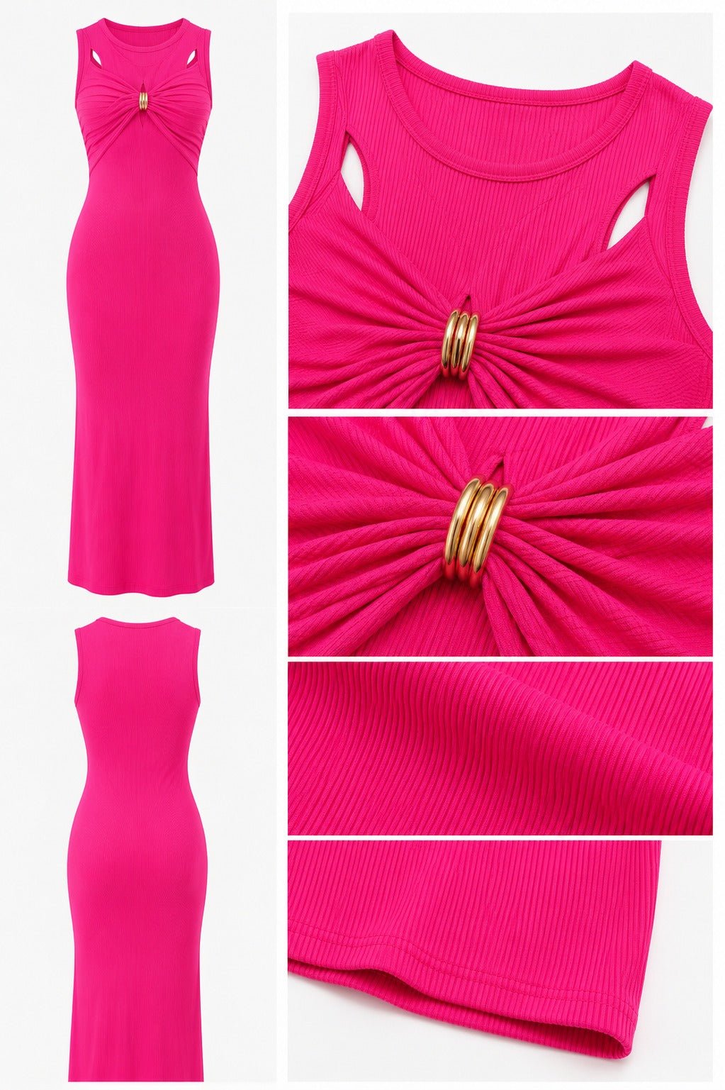Ladies Cerise Sleeveless Twist Front Maxi Dress - StylePhase SA