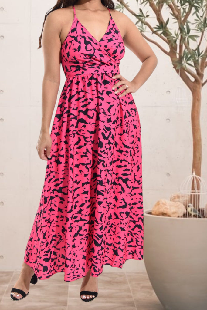 Ladies Cerise Tie Back Maxi Dress - StylePhase SA