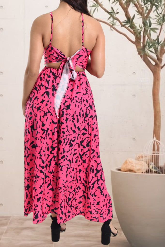 Ladies Cerise Tie Back Maxi Dress - StylePhase SA