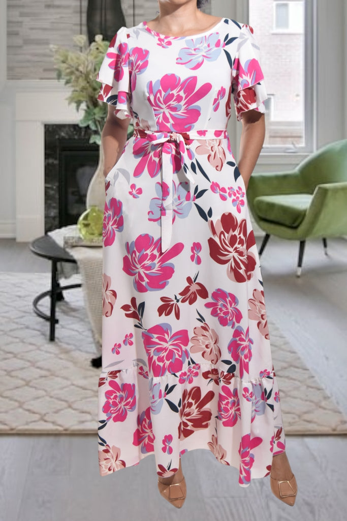 Ladies Cersie Floral Tie Maxi Dress - StylePhase SA