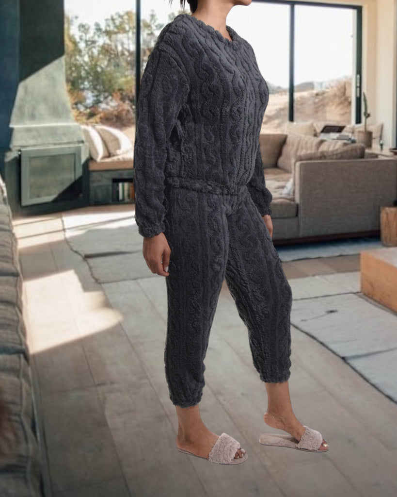 Ladies Charcoal Cuffed Pj Set - StylePhase SA