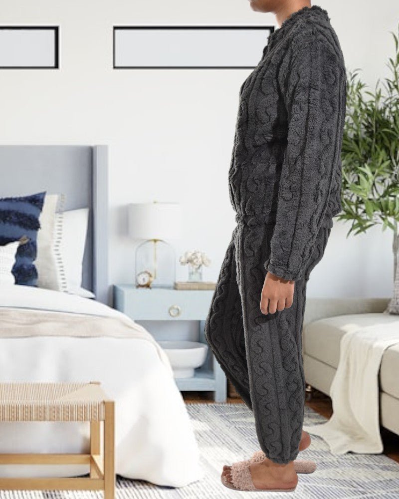 Ladies Charcoal Cuffed Pj Set - StylePhase SA