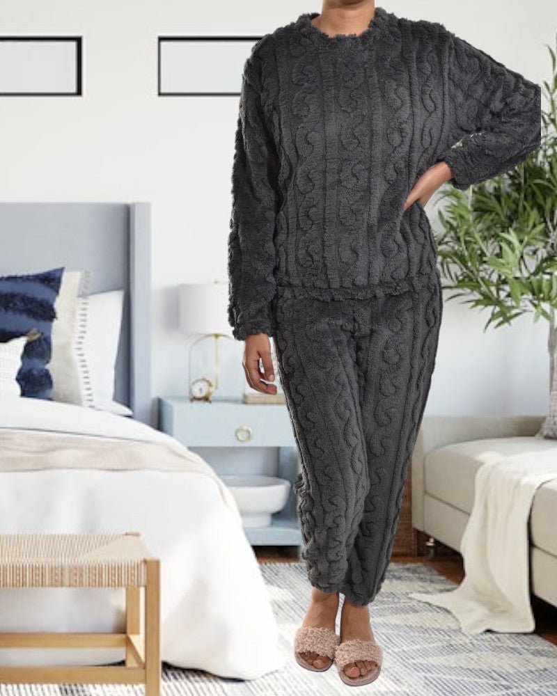 Ladies Charcoal Cuffed Pj Set - StylePhase SA