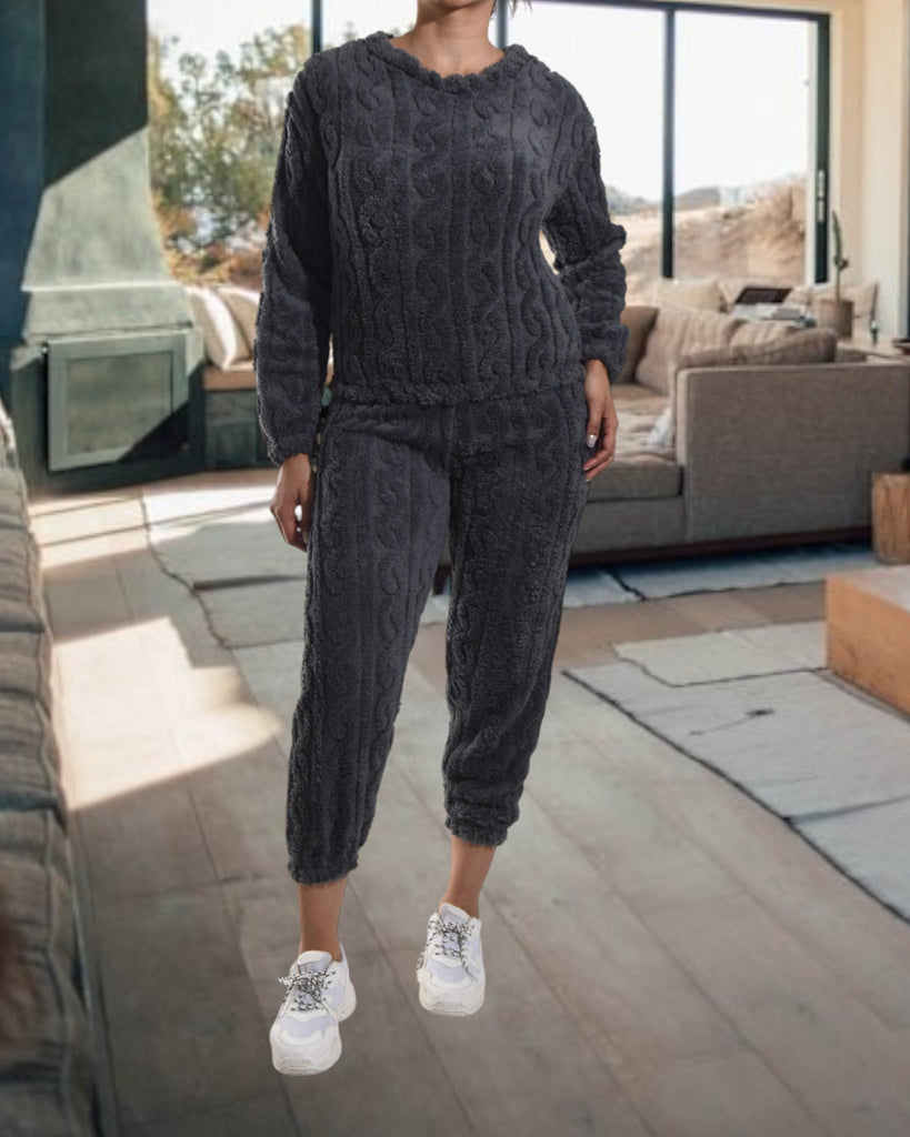 Ladies Charcoal Cuffed Pj Set - StylePhase SA