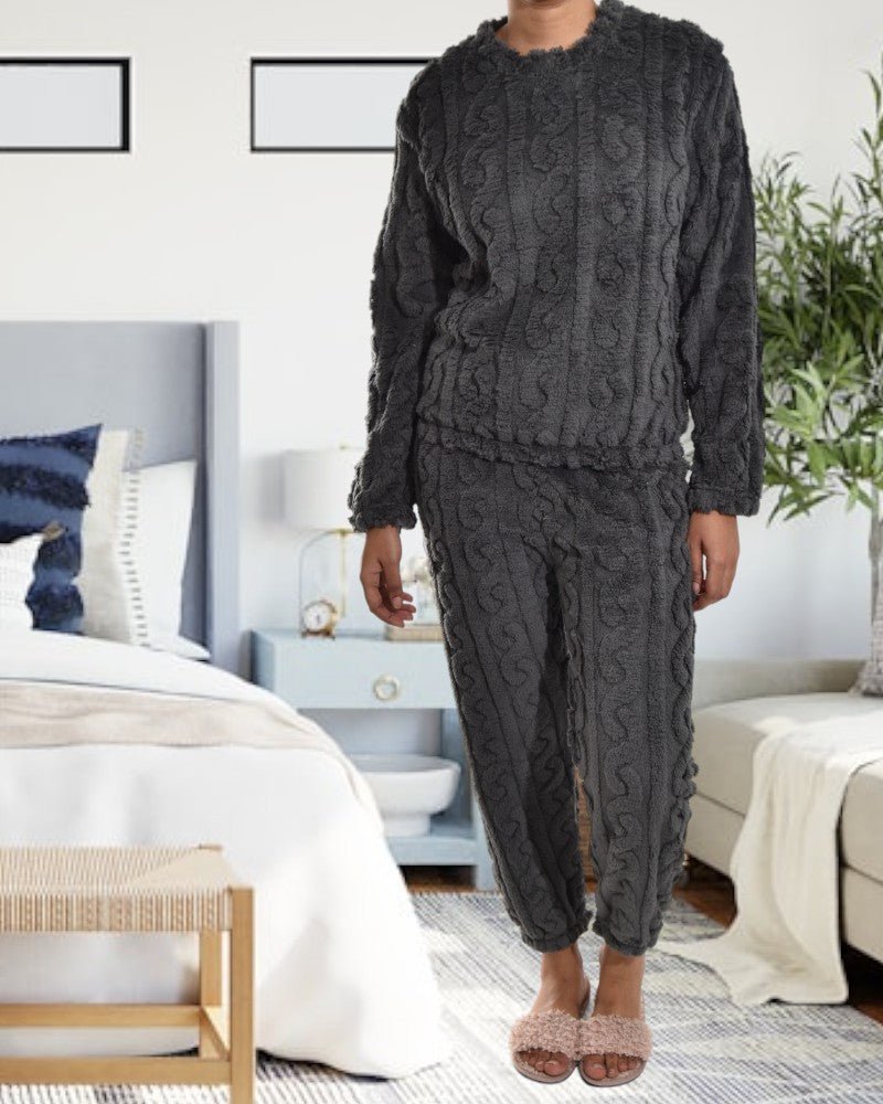 Ladies Charcoal Cuffed Pj Set - StylePhase SA