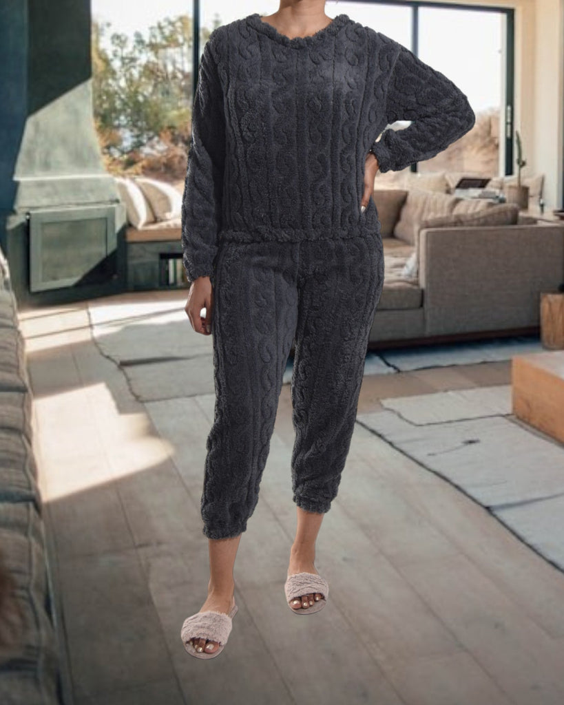 Ladies Charcoal Cuffed Pj Set - StylePhase SA