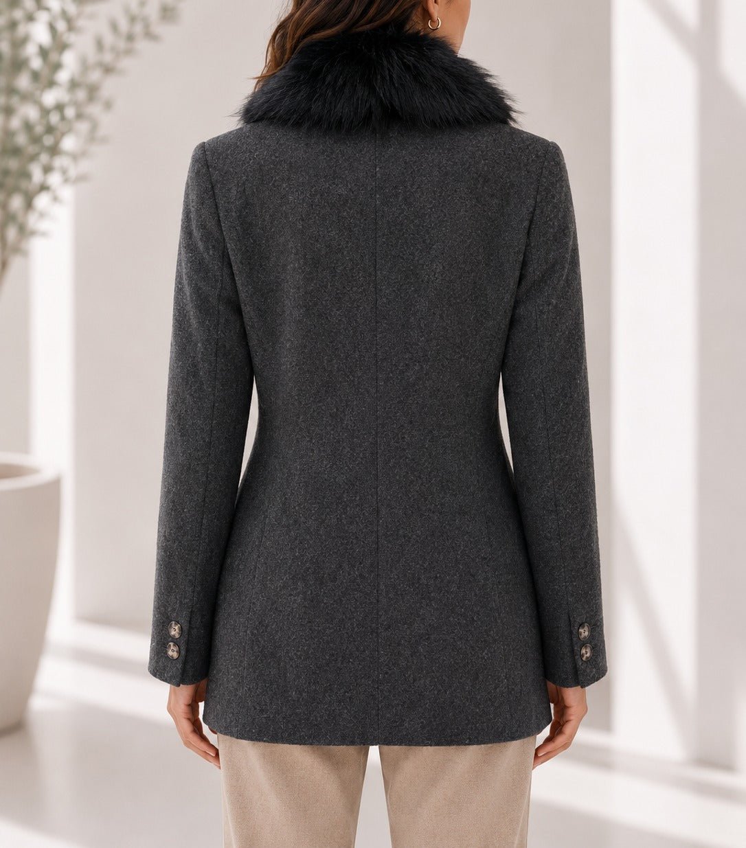 Ladies Charcoal Grey Fur Blazer - StylePhase SA
