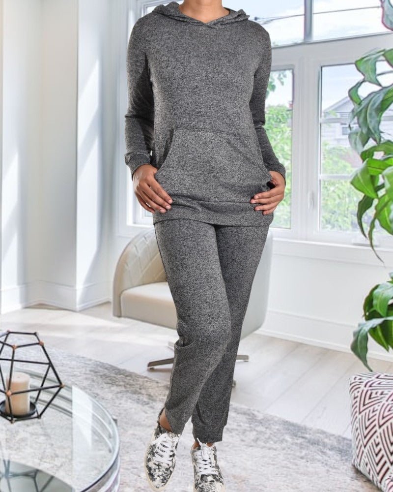 Ladies Charcoal Grey Knit Tracksuit Set - StylePhase SA