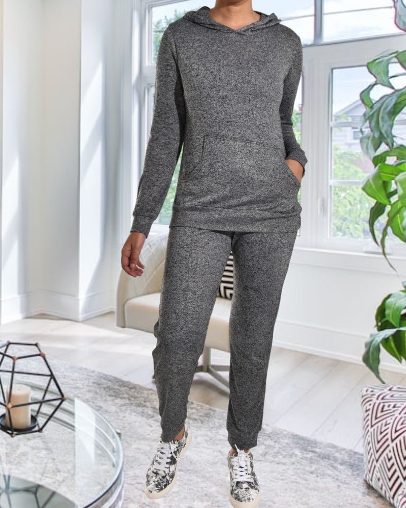 Ladies Charcoal Grey Knit Tracksuit Set - StylePhase SA