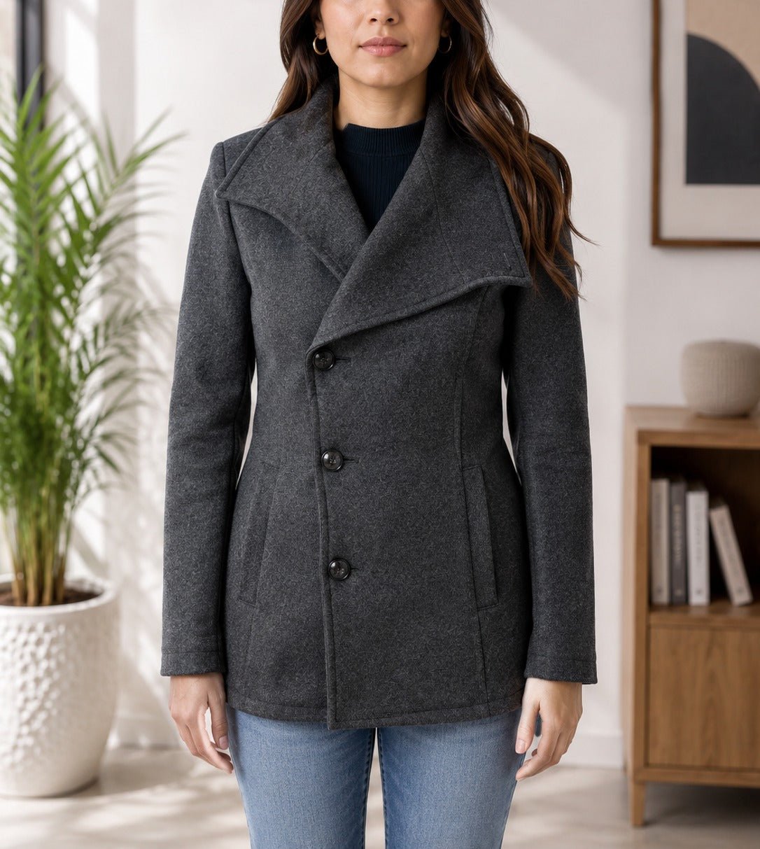 Ladies Charcoal Grey Melton Blazer - StylePhase SA