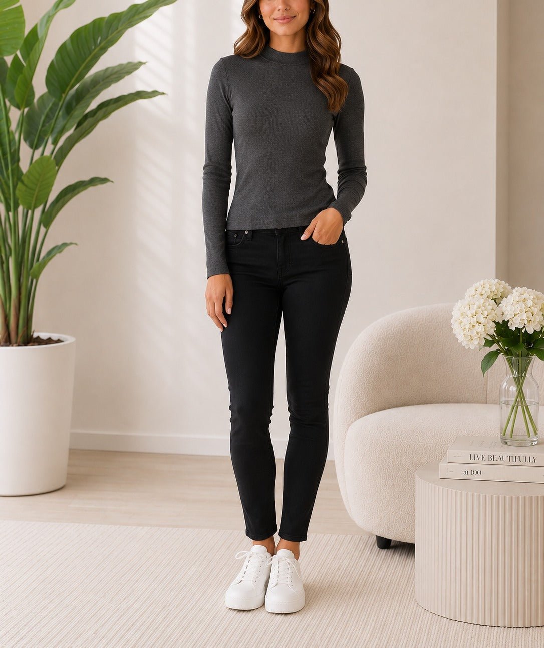Ladies Charcoal Grey Turtle Neck Top - StylePhase SA