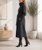 Ladies Charcoal Heavy Weight Melton Coat - StylePhase SA