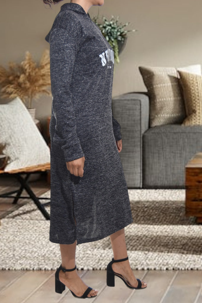 Ladies Charcoal Hoody Knit Dress - New York - StylePhase SA