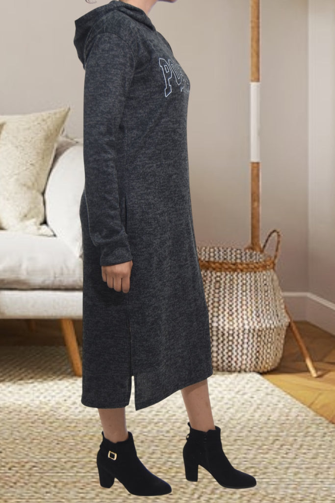Ladies Charcoal Hoody Knit Dress - Positive Vibes Only - StylePhase SA