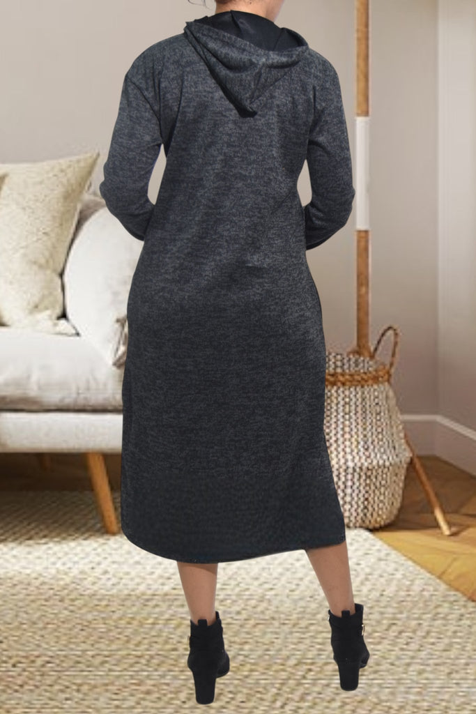 Ladies Charcoal Hoody Knit Dress - Positive Vibes Only - StylePhase SA