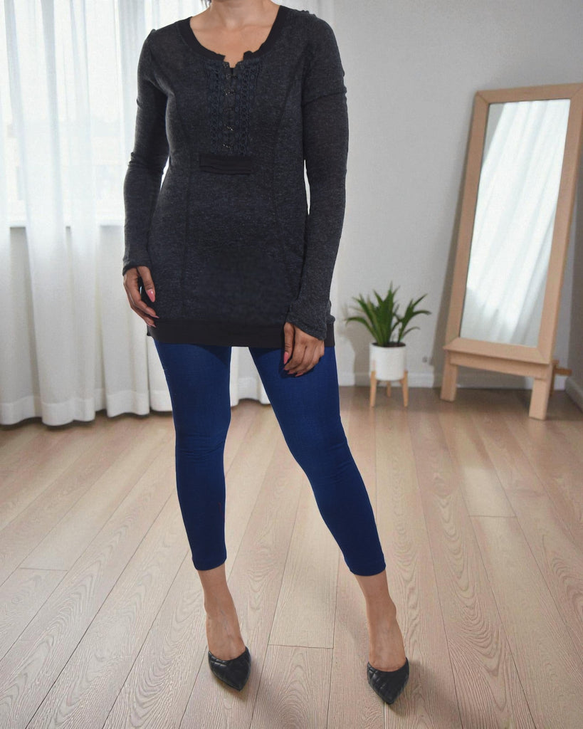 Ladies Charcoal Long Sleeve Top - StylePhase SA