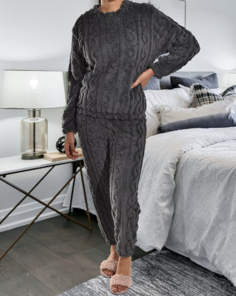 Ladies Charcoal Plush Pyjama Set - StylePhase SA