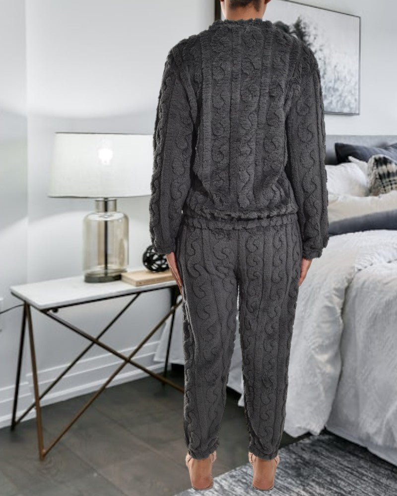 Ladies Charcoal Plush Pyjama Set - StylePhase SA