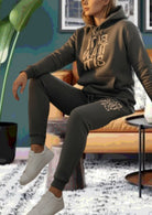 Ladies Charcoal Printed Fleece Tracksuit - It Is What It Is - StylePhase SA