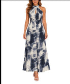 Ladies Charcoal Tie Neckline Maxi Dress - StylePhase SA