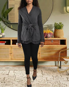 Ladies Charcoal Tie Up Kimono - StylePhase SA