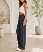 Ladies Charcoal Wide Leg Drawstring Sweatpants - StylePhase SA