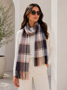 Ladies Check Brown And Blue Scarf - StylePhase SA