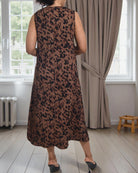 Ladies Choc Brown Crinkle Sleeveless Dress - StylePhase SA