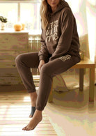 Ladies Choc Brown Printed Fleece Tracksuit - It Is What It Is - StylePhase SA