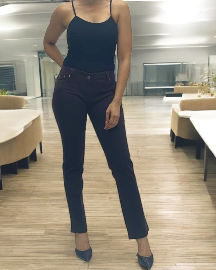 Ladies Choc Brown Straight Leg Jeans - StylePhase SA