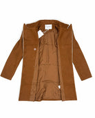 Ladies Chocolate Brown Double-Breasted Tailored Longline Coat - StylePhase SA