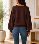 Ladies Chocolate Brown Peplum Jersey - StylePhase SA