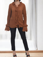 Ladies Chocolate Frill Shirt - StylePhase SA
