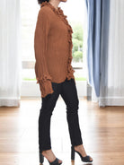 Ladies Chocolate Frill Shirt - StylePhase SA