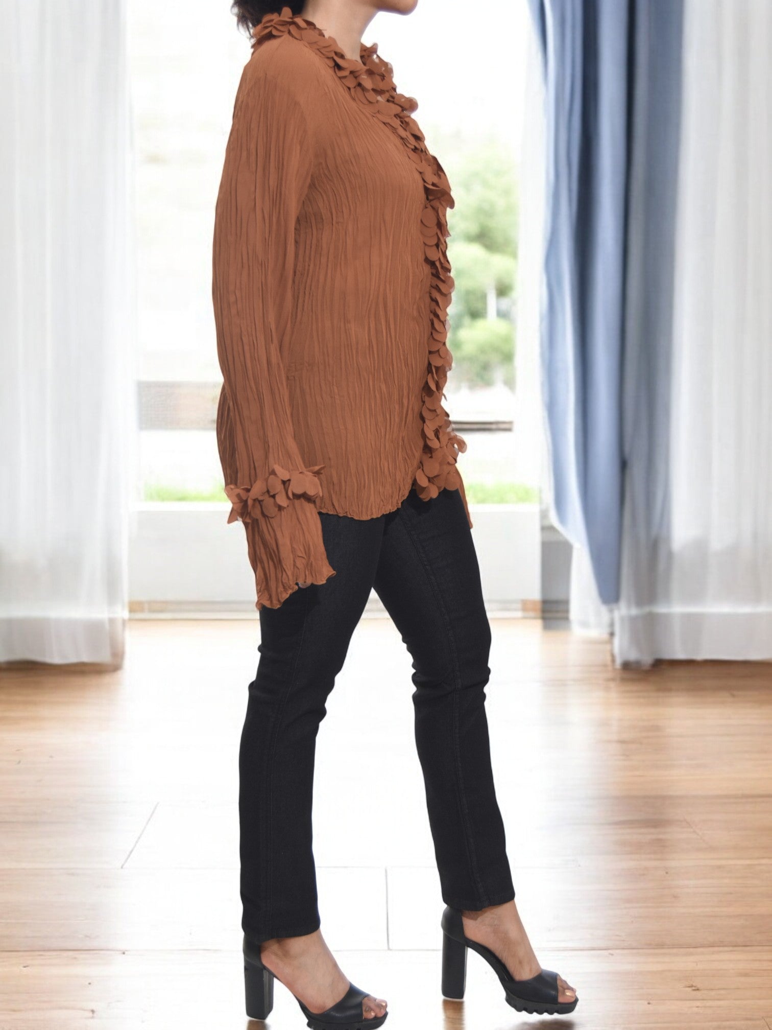 Ladies Chocolate Frill Shirt - StylePhase SA