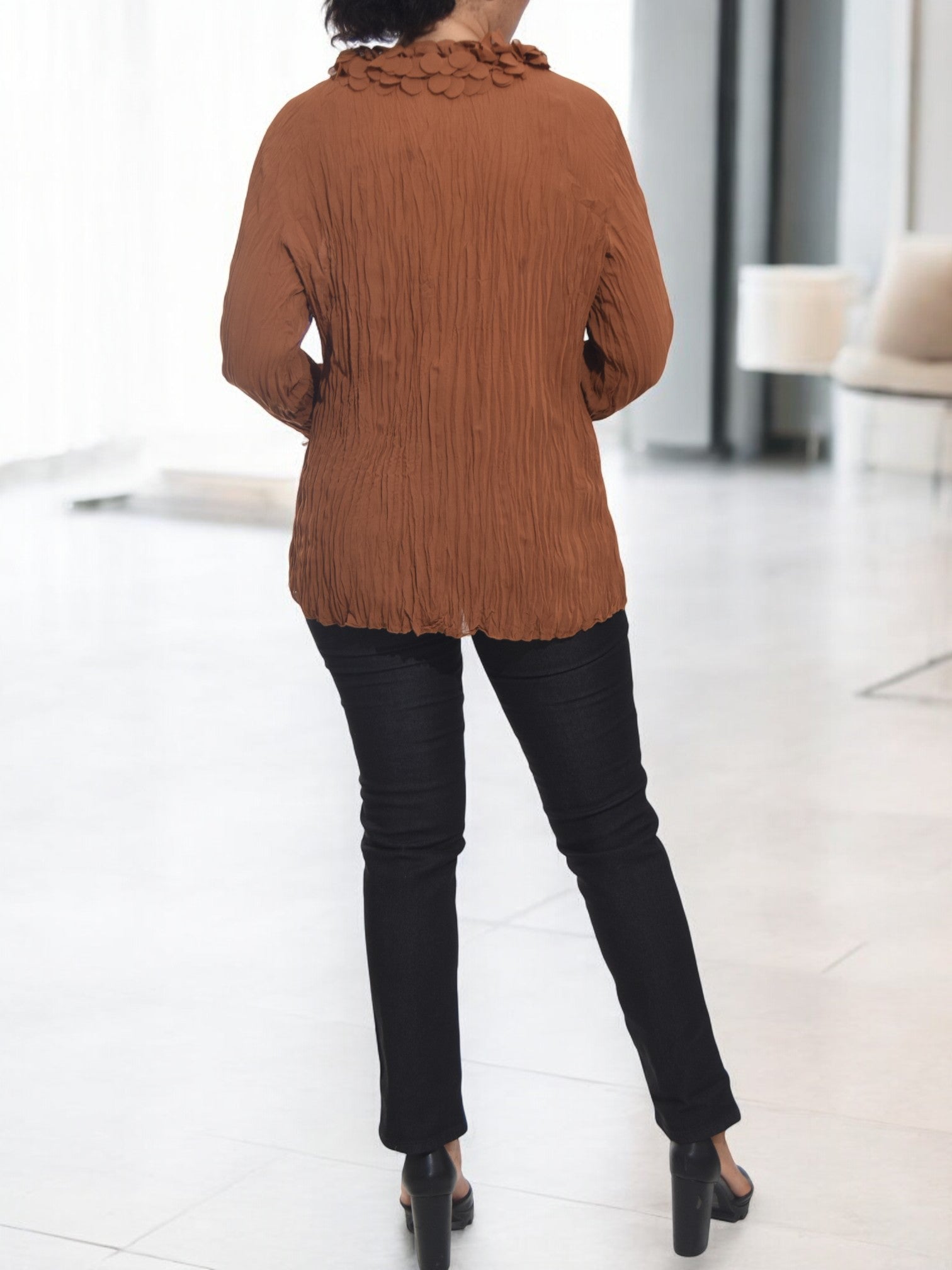 Ladies Chocolate Frill Shirt - StylePhase SA