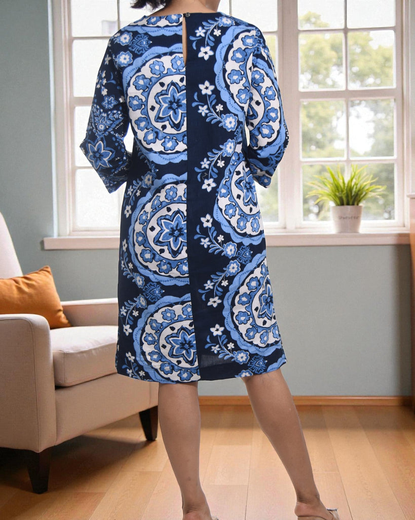 Ladies Circle Pattern Tunic 3/4 Sleeve Dress - StylePhase SA