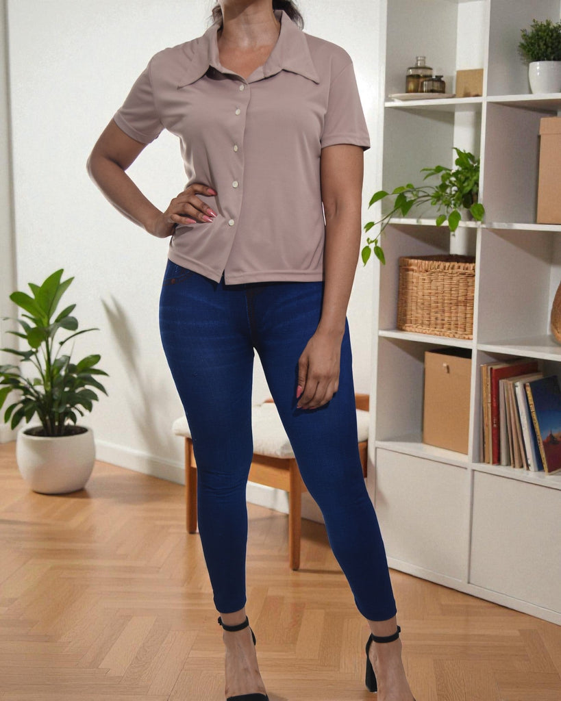 Ladies Coffee Crop Button Shirt - StylePhase SA