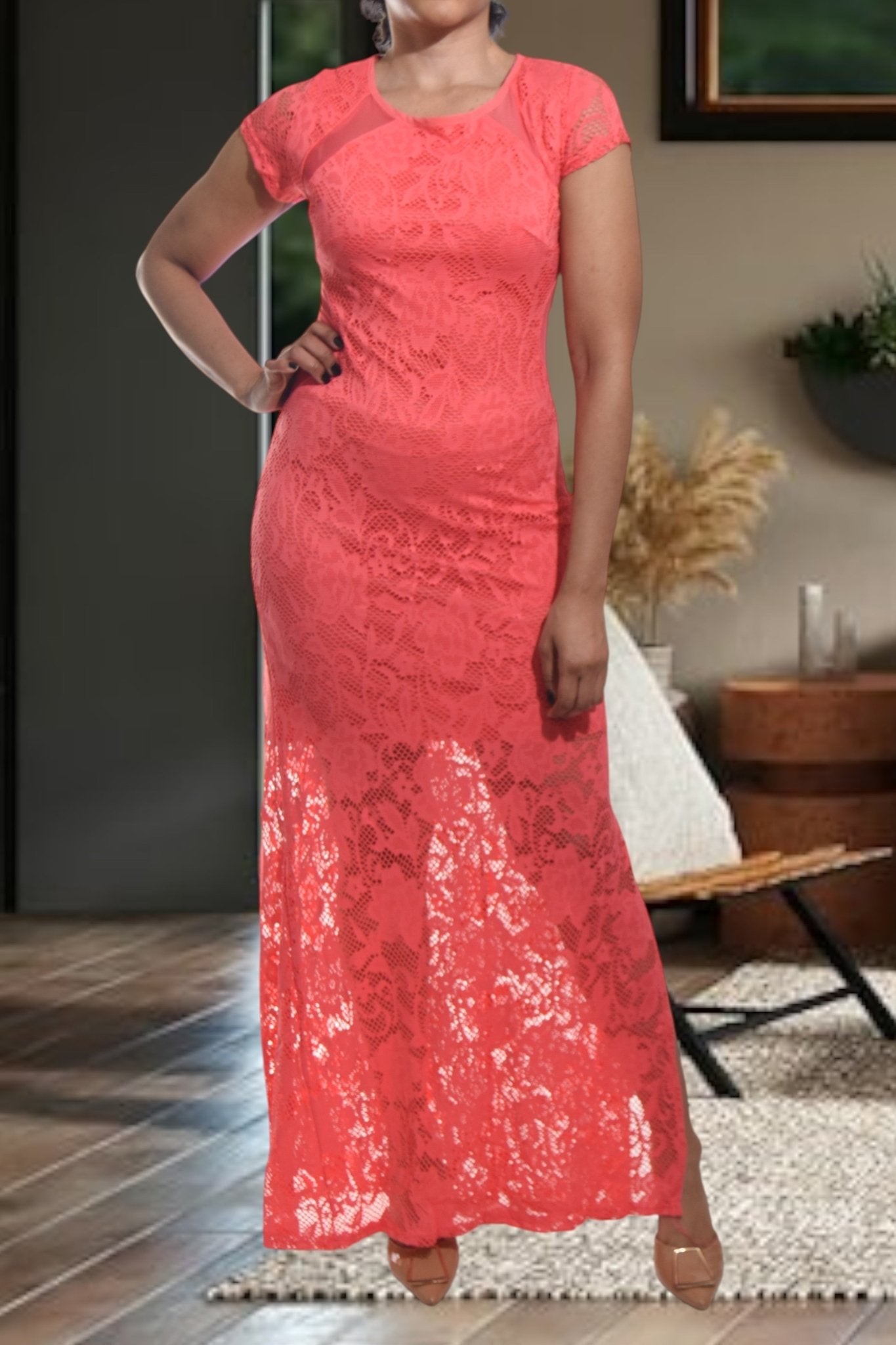 Ladies Coral Lace Dress - StylePhase SA