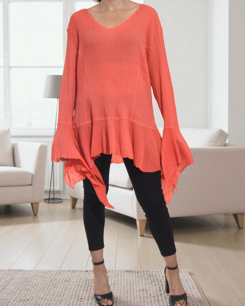 Ladies Coral Ruffle Sleeve Top - StylePhase SA