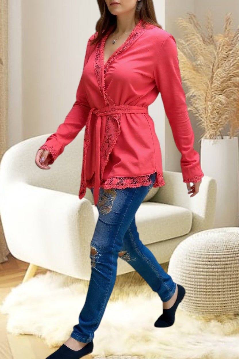 Ladies Coral Tie Up Kimono - StylePhase SA