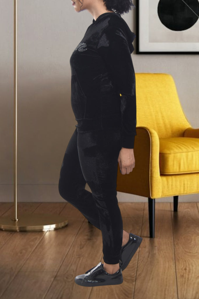 Ladies Couture Studded Velour Tracksuit Set - StylePhase SA